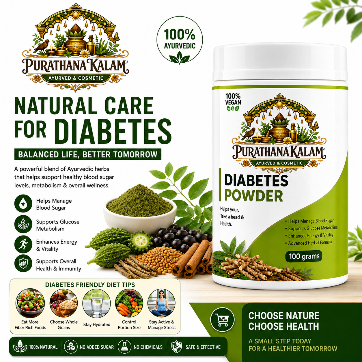 Purathana Kalam 100% Natural Supplement for Managing Blood Sugar