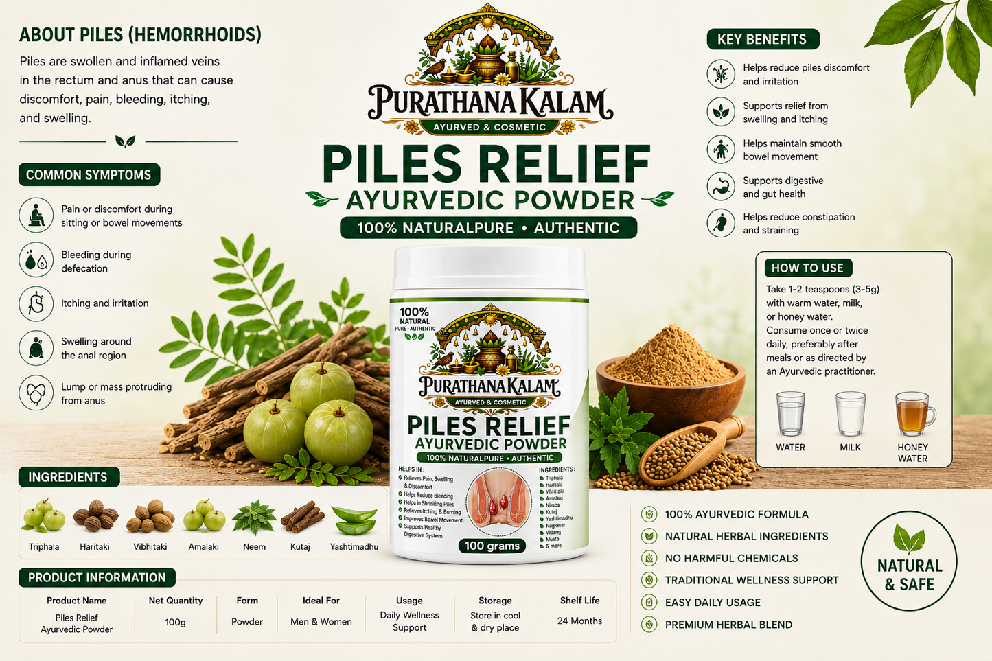 Purathana Kalam Piles Relief Powder 100 gm